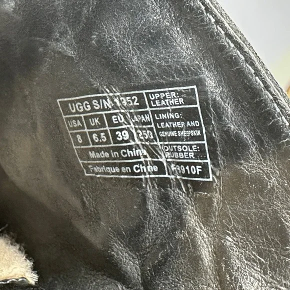 UGG Australia Black Leather Woven Whipstitch Wood Heel Studded Clogs Mules 8 - Picture 12 of 14